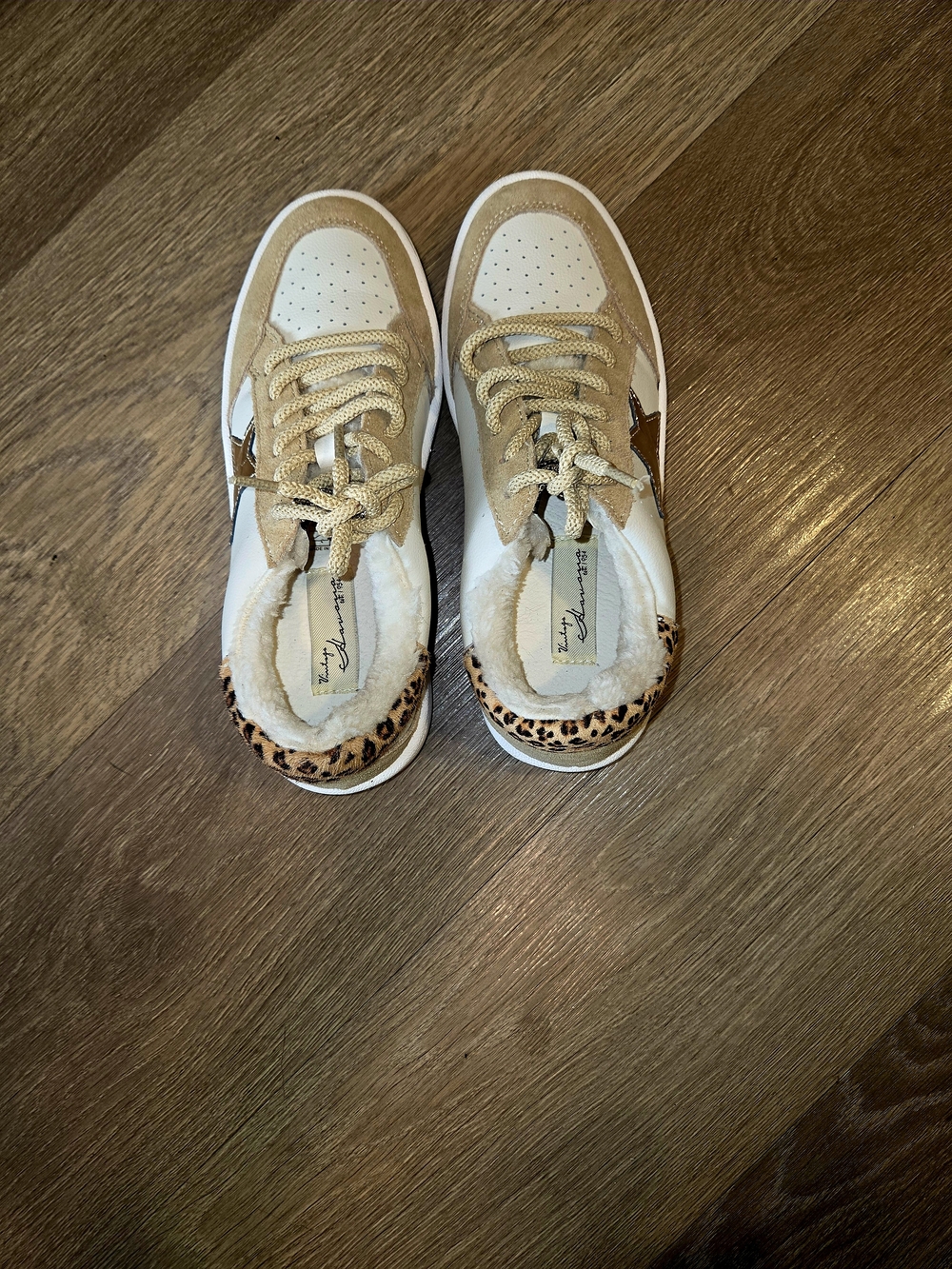 Vintage Havana Star Distressed Slip-On Sneakers – White/Leopard/Tan Suede